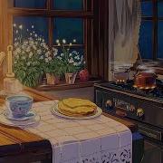 Calm Night In A 1940S Vintage Kitchen With Oldies Playing In Another Room To