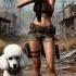 Девушка и собака AI фон пост апокалиптичный музыка корейская Ai Ai Shorts Postapocalyptic