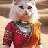 Cat Walking In Desert With Water Pots