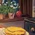 Calm Night In A 1940s Vintage Kitchen With Oldies Playing In Another Room To Unwind Rain Sounds