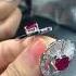 18 75ct Cushion Cut Ruby Sapphire Hoop Earrings