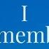 I Remember Victor Lundberg Music Lyrics