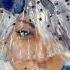 Lady In A Hat Woman Portrait Painting Oil On Canvas Blue And White
